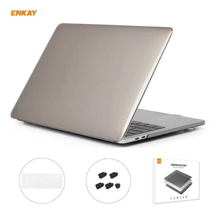 ENKAY Custodia protettiva per laptop in cristallo 3 in 1 + Pellicola per tastiera in TPU versione UE + Set di tappi antipolvere per MacBook Pro 13,3 pollici A1706 / A1989 / A2159 (con Touch Bar), For MacBook Pro 13.3 inch A1706 (with Touch Bar)