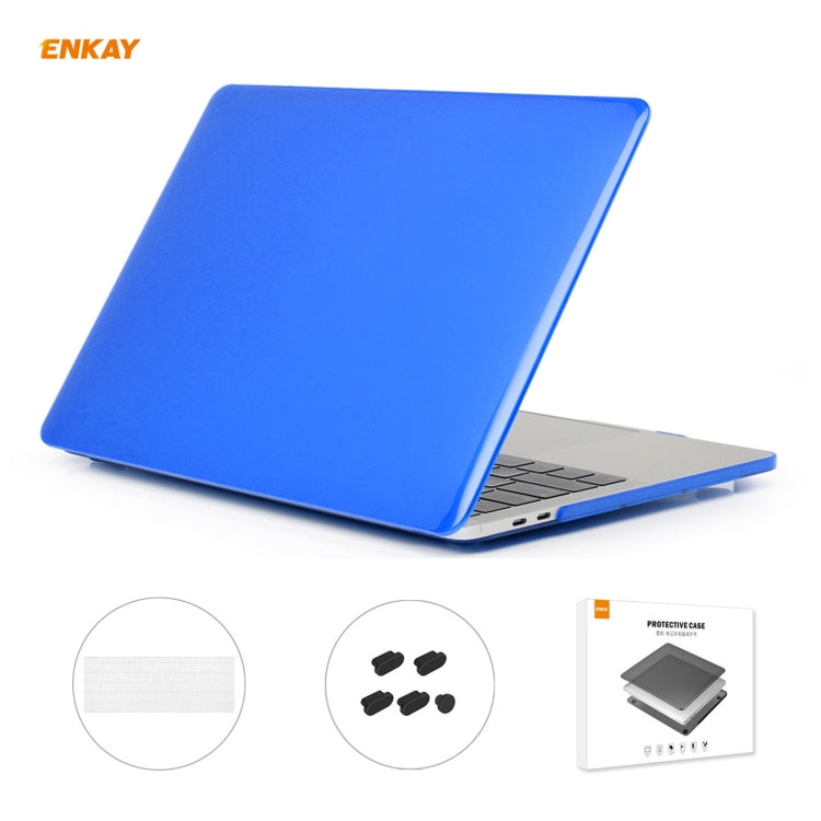 ENKAY Custodia protettiva per laptop in cristallo 3 in 1 + pellicola per tastiera in TPU versione USA + set di tappi antipolvere per MacBook Pro 15,4 pollici A1707 e A1990 (con Touch Bar), For MacBook Pro 15.4 inch A1707 (with Touch Bar)