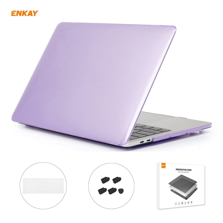 ENKAY Custodia protettiva per laptop in cristallo 3 in 1 + pellicola per tastiera in TPU versione USA + set di tappi antipolvere per MacBook Pro 15,4 pollici A1707 e A1990 (con Touch Bar), For MacBook Pro 15.4 inch A1707 (with Touch Bar)