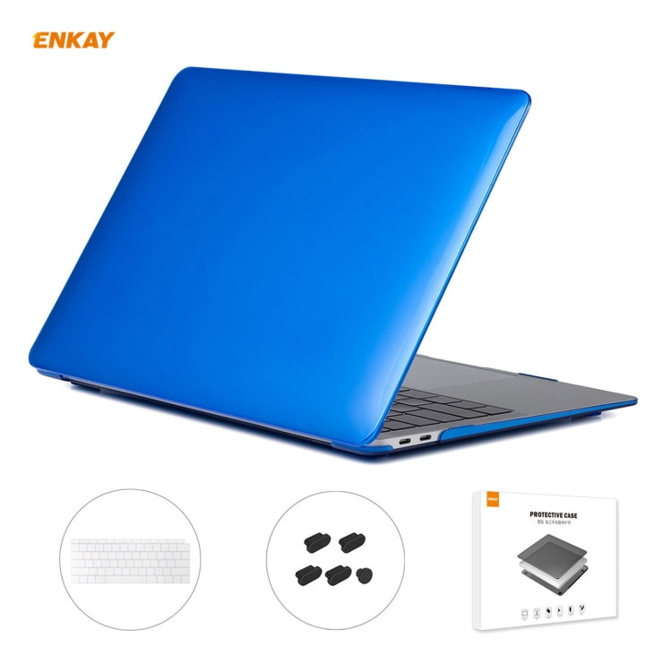 ENKAY Custodia protettiva per laptop in cristallo 3 in 1 + pellicola per tastiera in TPU versione USA + set di tappi antipolvere per MacBook Air 13,3 pollici A1932 (2018), For MacBook Air 13.3 inch A1932 (2018)