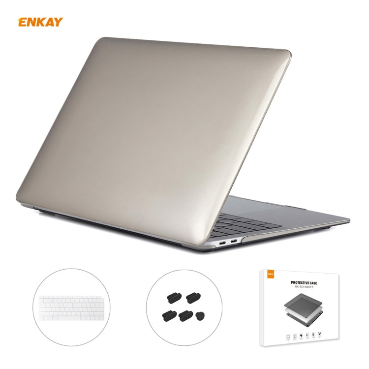 ENKAY Custodia protettiva per laptop in cristallo 3 in 1 + pellicola per tastiera in TPU versione USA + set di tappi antipolvere per MacBook Air 13,3 pollici A1932 (2018), For MacBook Air 13.3 inch A1932 (2018)