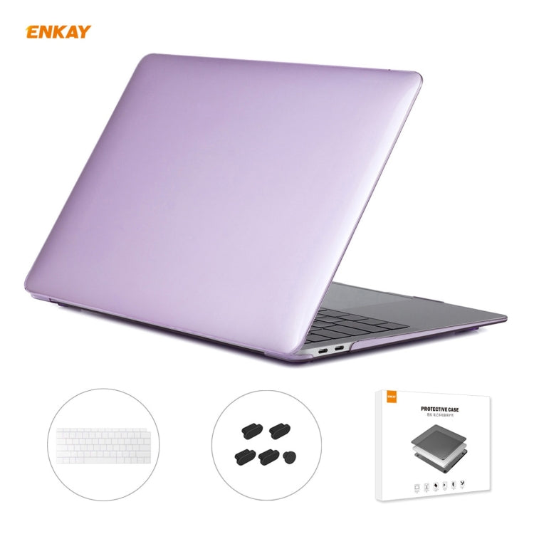 ENKAY Custodia protettiva per laptop in cristallo 3 in 1 + pellicola per tastiera in TPU versione USA + set di tappi antipolvere per MacBook Air 13,3 pollici A1932 (2018), For MacBook Air 13.3 inch A1932 (2018)