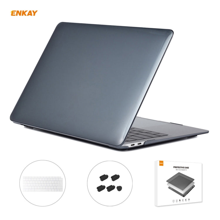 ENKAY Custodia protettiva per laptop in cristallo 3 in 1 + Pellicola per tastiera in TPU versione UE + Set di tappi antipolvere per MacBook Air 13,3 pollici A1932 (2018), For MacBook Air 13.3 inch A1932 (2018)