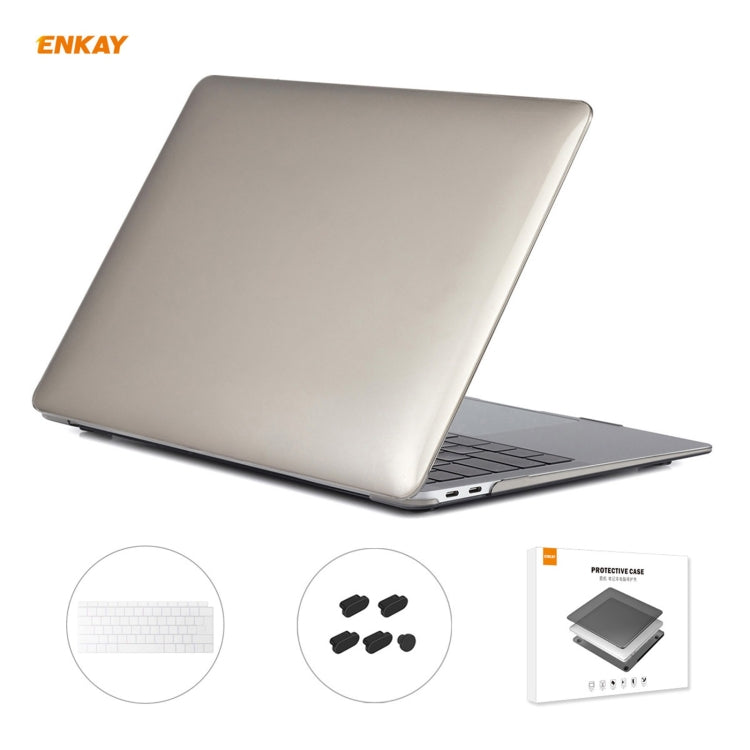 ENKAY Custodia protettiva per laptop in cristallo 3 in 1 + Pellicola per tastiera in TPU versione UE + Set di tappi antipolvere per MacBook Air 13,3 pollici A1932 (2018), For MacBook Air 13.3 inch A1932 (2018)