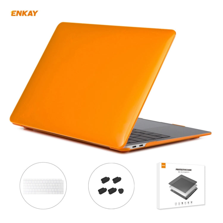 ENKAY Custodia protettiva per laptop in cristallo 3 in 1 + Pellicola per tastiera in TPU versione UE + Set di tappi antipolvere per MacBook Air 13,3 pollici A1932 (2018), For MacBook Air 13.3 inch A1932 (2018)