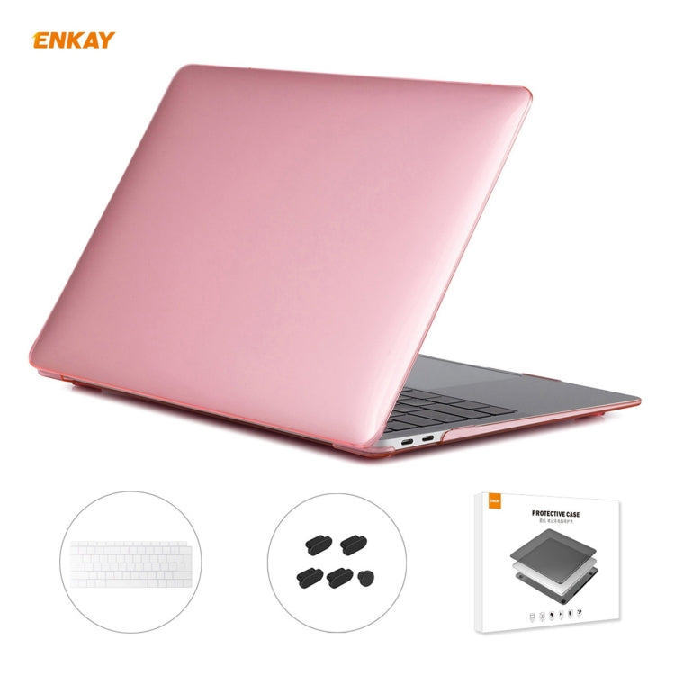 ENKAY Custodia protettiva per laptop in cristallo 3 in 1 + Pellicola per tastiera in TPU versione UE + Set di tappi antipolvere per MacBook Air 13,3 pollici A1932 (2018), For MacBook Air 13.3 inch A1932 (2018)