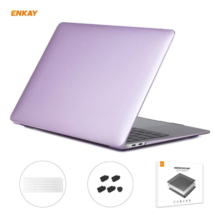 ENKAY Custodia protettiva per laptop in cristallo 3 in 1 + Pellicola per tastiera in TPU versione UE + Set di tappi antipolvere per MacBook Air 13,3 pollici A1932 (2018), For MacBook Air 13.3 inch A1932 (2018)