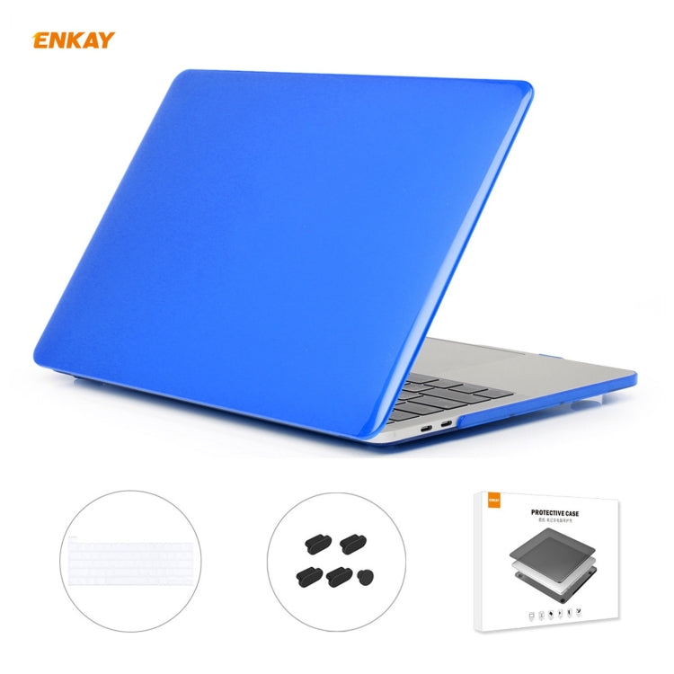 ENKAY Custodia protettiva per laptop in cristallo 3 in 1 + pellicola per tastiera in TPU versione USA + set di tappi antipolvere per MacBook Pro 13,3 pollici A2251 e A2289 e A2338 (con Touch Bar), For MacBook Pro 13.3 inch A2251 (with Touch Bar)