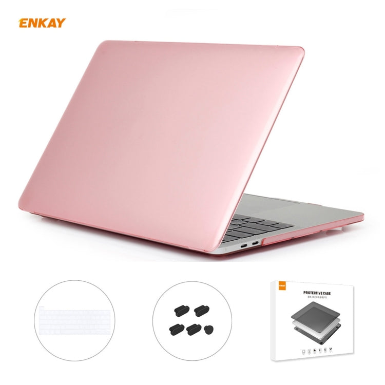 ENKAY Custodia protettiva per laptop in cristallo 3 in 1 + pellicola per tastiera in TPU versione USA + set di tappi antipolvere per MacBook Pro 13,3 pollici A2251 e A2289 e A2338 (con Touch Bar), For MacBook Pro 13.3 inch A2251 (with Touch Bar)