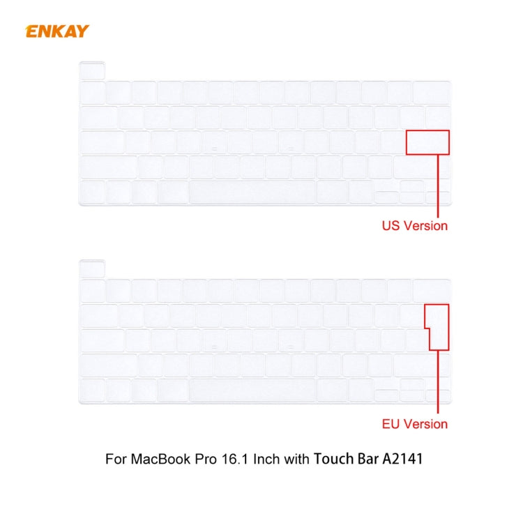 ENKAY Custodia protettiva per laptop opaca 3 in 1 + Pellicola per tastiera in TPU versione UE + Set di tappi antipolvere per MacBook Pro 16 pollici A2141 (带Touch Bar) (con Touch Bar), For MacBook Pro 16 inch A2141 (with Touch Bar)