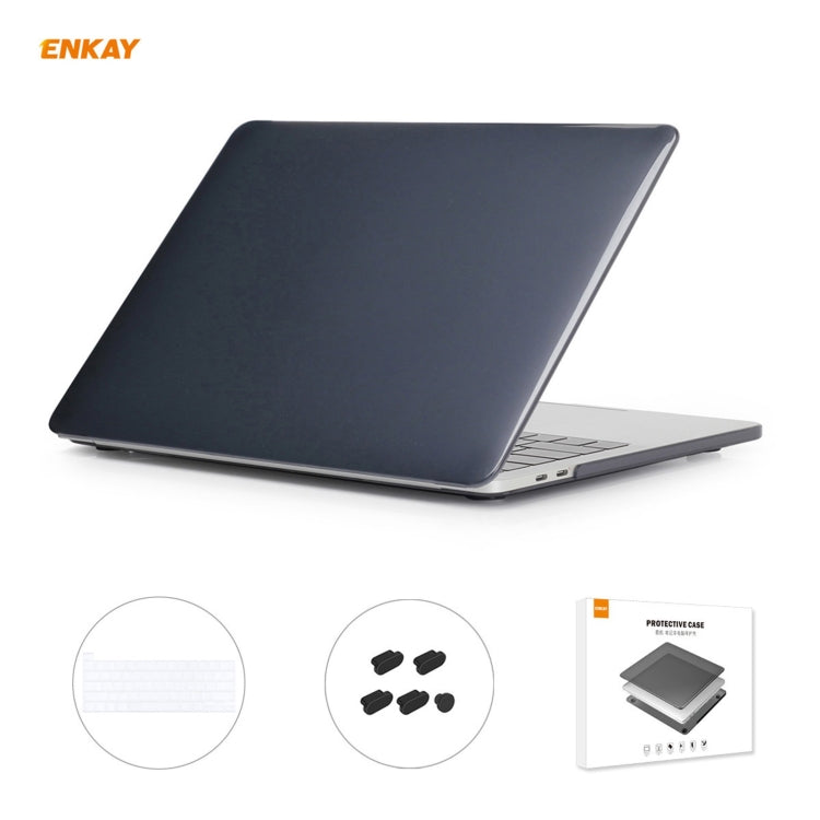 ENKAY Custodia protettiva per laptop in cristallo 3 in 1 + Pellicola per tastiera in TPU versione UE + Set di tappi antipolvere per MacBook Pro 16 pollici A2141 (con Touch Bar), For MacBook Pro 16 inch A2141 (with Touch Bar)