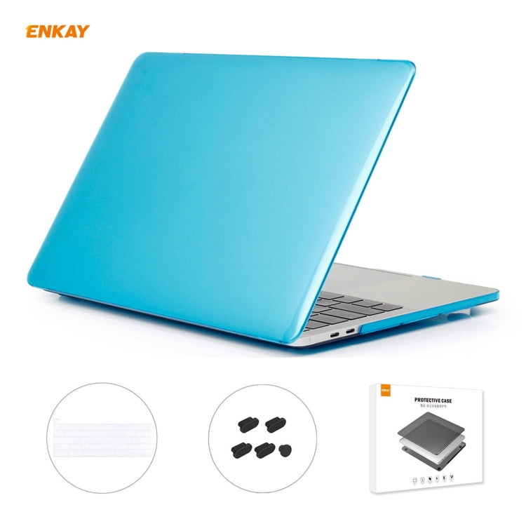 ENKAY Custodia protettiva per laptop in cristallo 3 in 1 + Pellicola per tastiera in TPU versione UE + Set di tappi antipolvere per MacBook Pro 16 pollici A2141 (con Touch Bar), For MacBook Pro 16 inch A2141 (with Touch Bar)