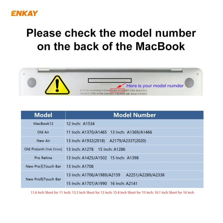 ENKAY Custodia protettiva per laptop in cristallo 3 in 1 + Pellicola per tastiera in TPU versione UE + Set di tappi antipolvere per MacBook Pro 16 pollici A2141 (con Touch Bar), For MacBook Pro 16 inch A2141 (with Touch Bar)