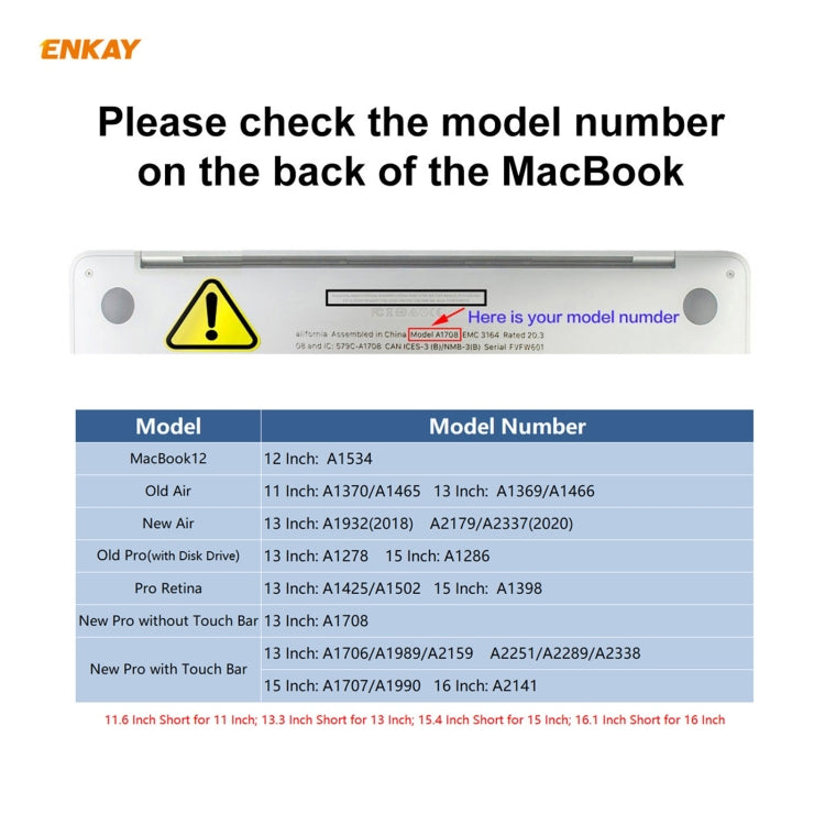 ENKAY Pellicola protettiva per tastiera morbida in TPU per MacBook Air 13,3 pollici A2179 (2020) / A2337 (2020), US Version, EU Version