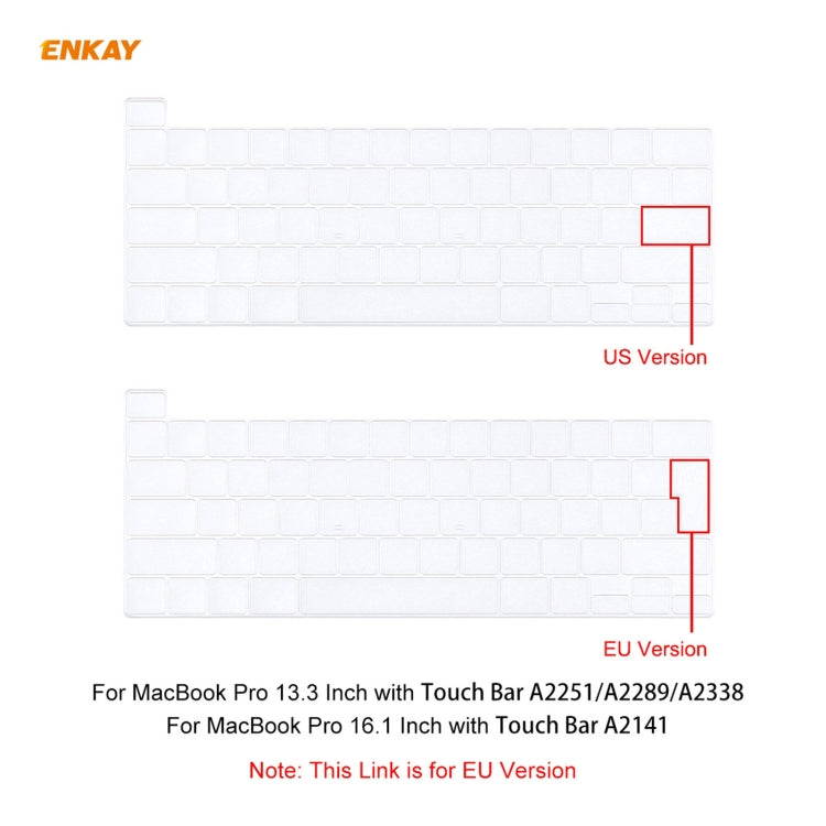 ENKAY Pellicola protettiva per tastiera in morbido TPU per MacBook Pro 16 pollici A2141 / Pro 13,3 pollici A2289 e A2251 e A2338 (2020), versione UE, EU Version