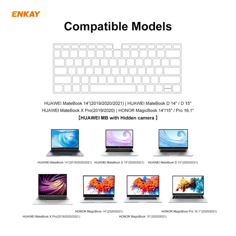 ENKAY Ultrathin Soft TPU Keyboard Protector Film, versione USA, For Huawei MateBook 14 inch, For Honor MagicBook 14 / 15, For Huawei MateBook D 14 inch / D 15.6 inch, For Honor MagicBook Pro, For Huawei MateBook X Pro (2019 / 2020)