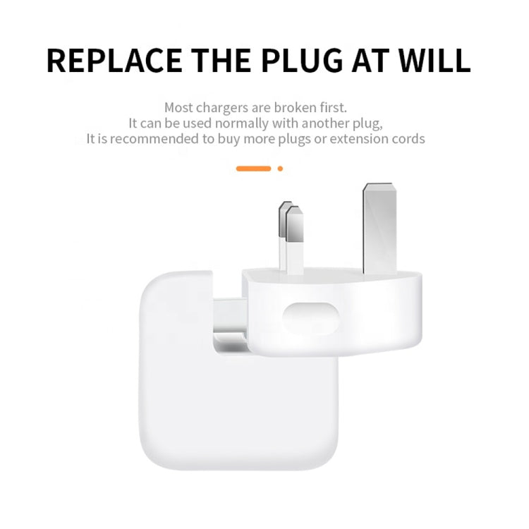 Adattatore di alimentazione XJ01 da 2 pezzi per caricabatterie iPad 10W 12W e caricabatterie serie MacBook, presa UK, UK Plug