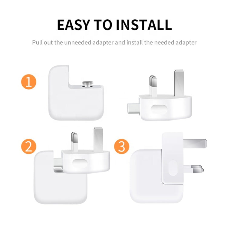 Adattatore di alimentazione XJ01 da 2 pezzi per caricabatterie iPad 10W 12W e caricabatterie serie MacBook, presa UK, UK Plug