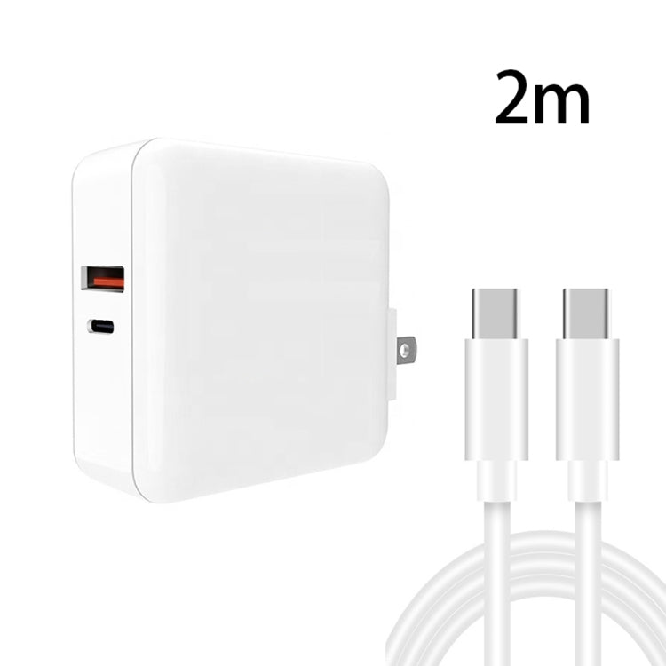 A6 65W QC 3.0 USB + PD USB-C / Type-C Adattatore per laptop con doppia ricarica rapida + 2 m USB-C / Type-C a USB-C / Type-C Set di cavi dati per MacBook Series,, US Plug, US Plug + EU Plug, US Plug + AU Plug, US Plug + UK Plug�������������������������...