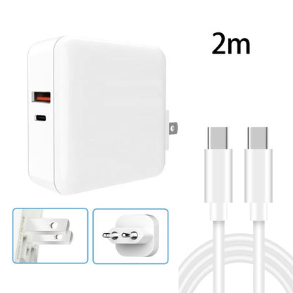 A6 65W QC 3.0 USB + PD USB-C / Type-C Adattatore per laptop con doppia ricarica rapida + 2 m USB-C / Type-C a USB-C / Type-C Set di cavi dati per MacBook Series,, US Plug, US Plug + EU Plug, US Plug + AU Plug, US Plug + UK Plug�������������������������...