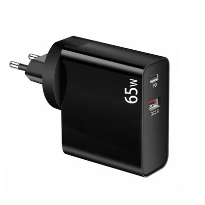 PD-65W USB-C / Tipo-C + QC3.0 Adattatore di ricarica per laptop USB, spina europea / spina americana, EU Plug / US Plug