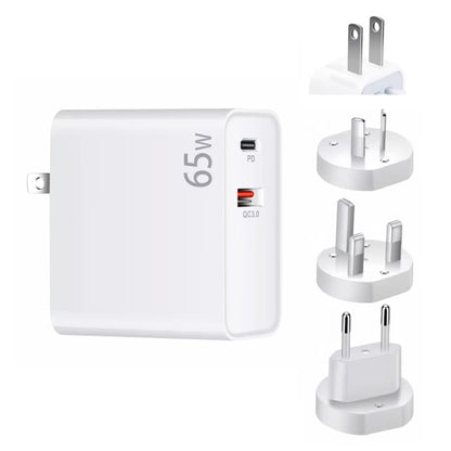 PD-65W USB-C / Tipo-C + QC3.0 Adattatore di ricarica per laptop USB, spina AU / spina USA / spina UE / spina UK, AU Plug / US Plug / EU Plug / UK Plug