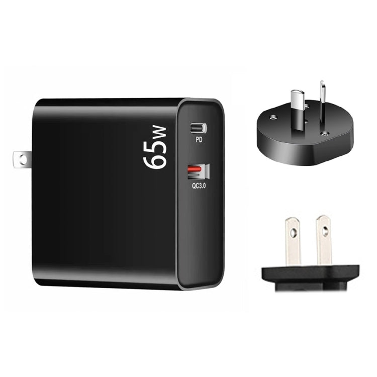 PD-65W USB-C / Tipo-C + QC3.0 Adattatore di ricarica per laptop USB, spina AU / spina USA, AU Plug / US Plug