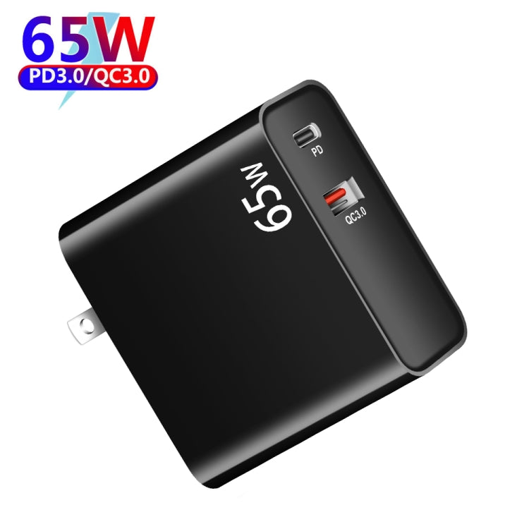 PD-65W USB-C / Tipo-C + QC3.0 Adattatore di ricarica per laptop USB, spina UK / spina USA, UK Plug / US Plug
