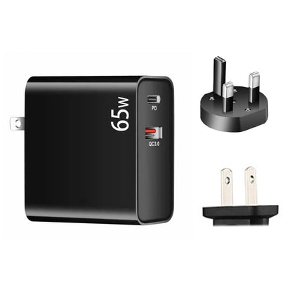 PD-65W USB-C / Tipo-C + QC3.0 adattatore di ricarica per laptop USB + cavo dati USB-C / Type-C da 1,8 m a MagSafe 2 / T Head, spina UK / spina USA, MagSafe 2 / T Cable, UK Plug / US Plug