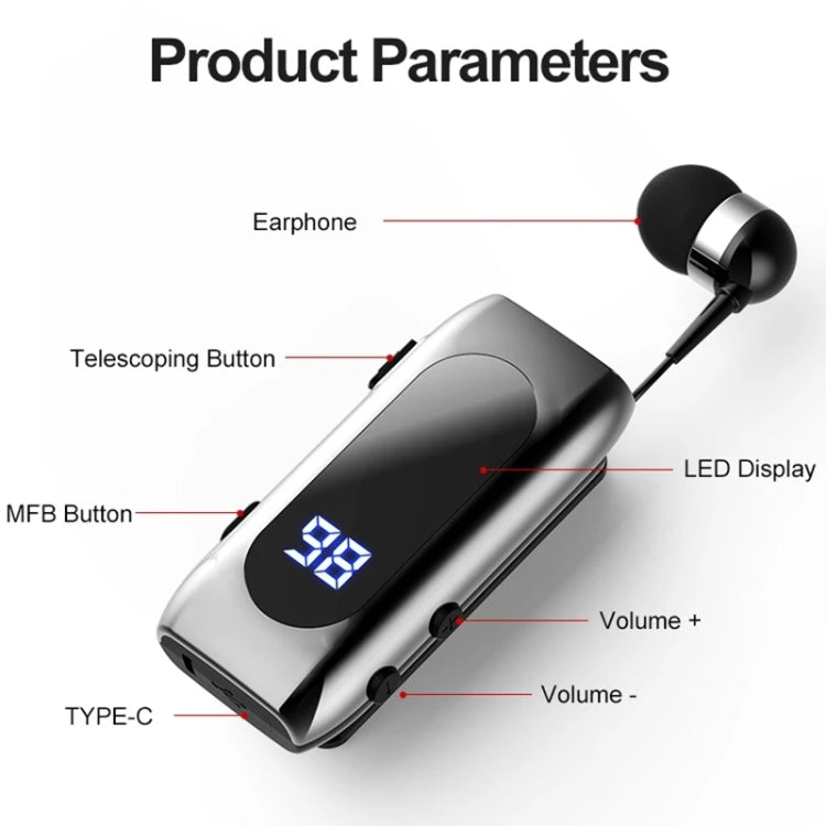 Cavo retrattile K55 BT5.2 Auricolare sportivo singolo in-ear intelligente