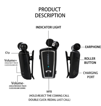 Fineblue F-V3 Bluetooth 4.1 Mini auricolare stereo Bluetooth in-ear senza fili, F-V3 Black, F-V3 White, F-V3 Gold