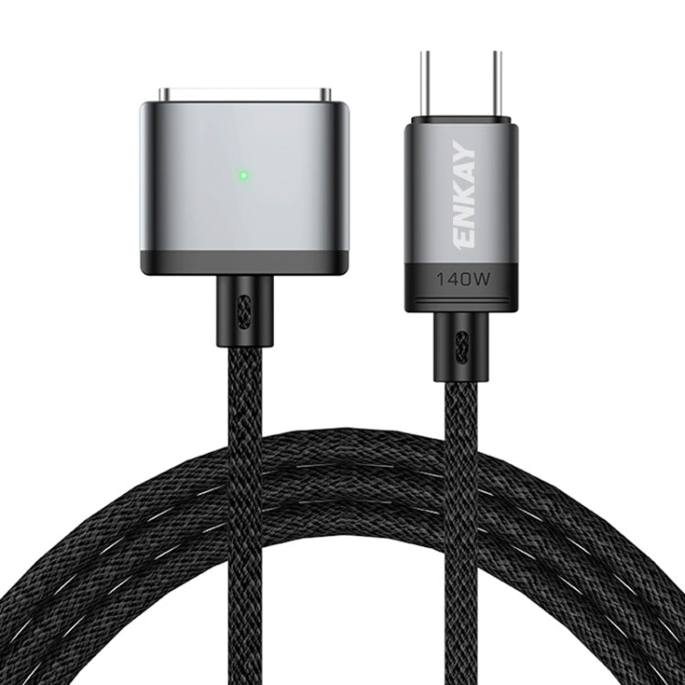 ENKAY 140W USB-C / Type-C a MagSafe 3 Cavo di ricarica magnetico intrecciato in nylon con indicatore LED per MacBook 6.6FT, ENKAY Grey, ENKAY Blue