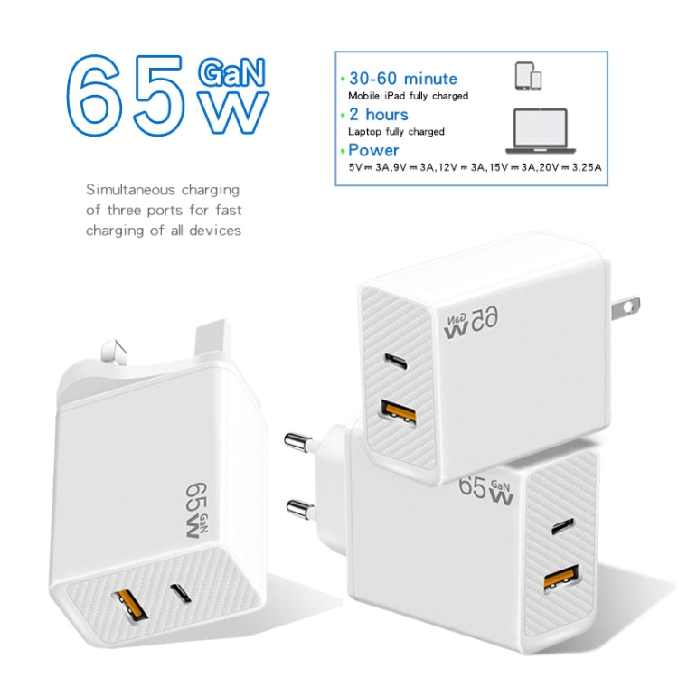 Adattatore per notebook GaN PD48W Type-C PD3.0 + USB3.0 per Apple MacBook Series ， Spina europea, EU Plug