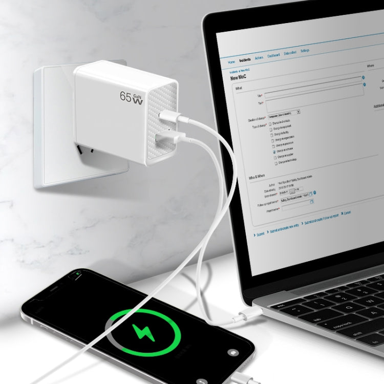 Adattatore per notebook GaN PD48W Type-C PD3.0 + USB3.0 per Apple MacBook Series ， Spina europea, EU Plug