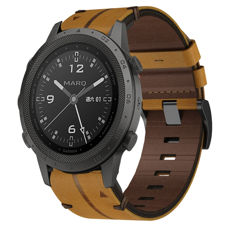 Cinturino per orologio in pelle da 22 mm, For Garmin Fenix E 47mm, For Garmin Fenix 8 MIP 47mm, For Garmin Fenix 8 AMOLED 47mm, For Garmin Fenix 7 Pro 47mm, For Garmin Epix Pro 47mm, For Garmin MARQ Athlete Gen 2, For Garmin MARQ Commander�������������...