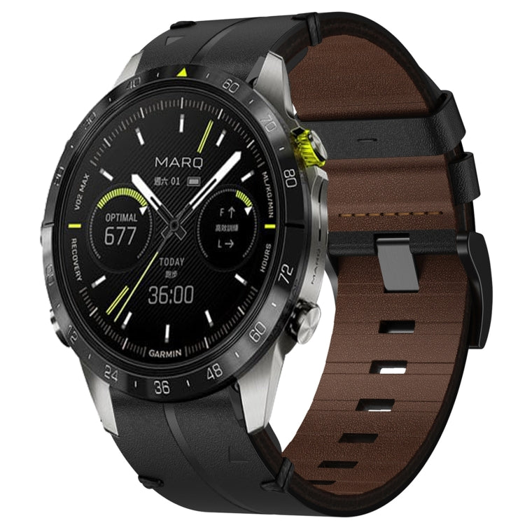 Cinturino per orologio in pelle da 22 mm, For Garmin Fenix E 47mm, For Garmin Fenix 8 MIP 47mm, For Garmin Fenix 8 AMOLED 47mm, For Garmin Fenix 7 Pro 47mm, For Garmin Epix Pro 47mm, For Garmin MARQ Athlete Gen 2, For Garmin MARQ Commander�������������...