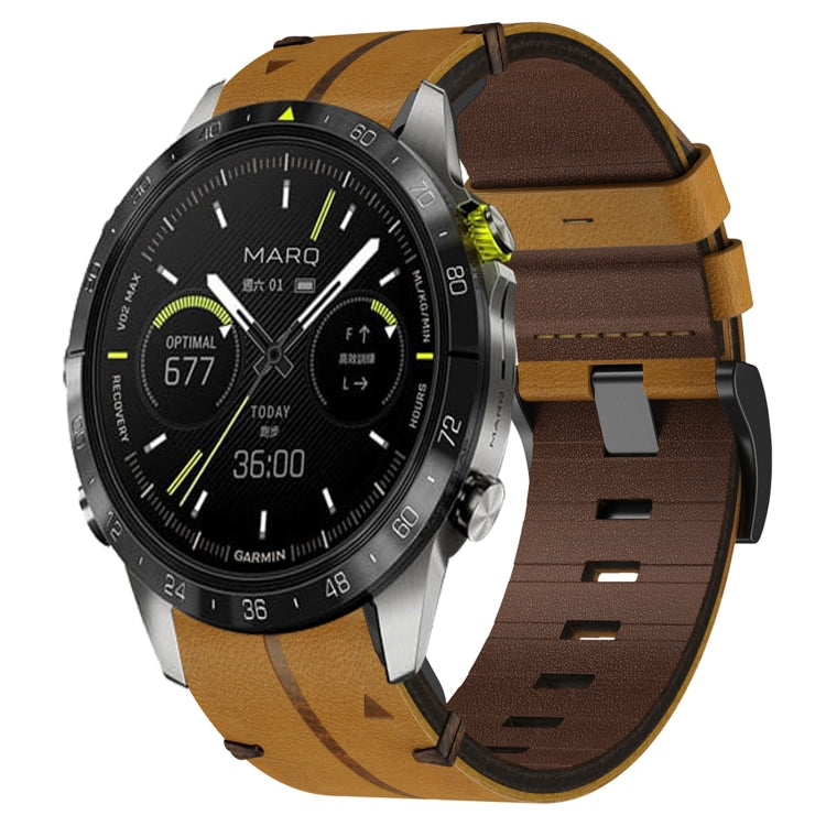 Cinturino per orologio in pelle da 22 mm, For Garmin Fenix E 47mm, For Garmin Fenix 8 MIP 47mm, For Garmin Fenix 8 AMOLED 47mm, For Garmin Fenix 7 Pro 47mm, For Garmin Epix Pro 47mm, For Garmin MARQ Athlete Gen 2, For Garmin MARQ Commander�������������...