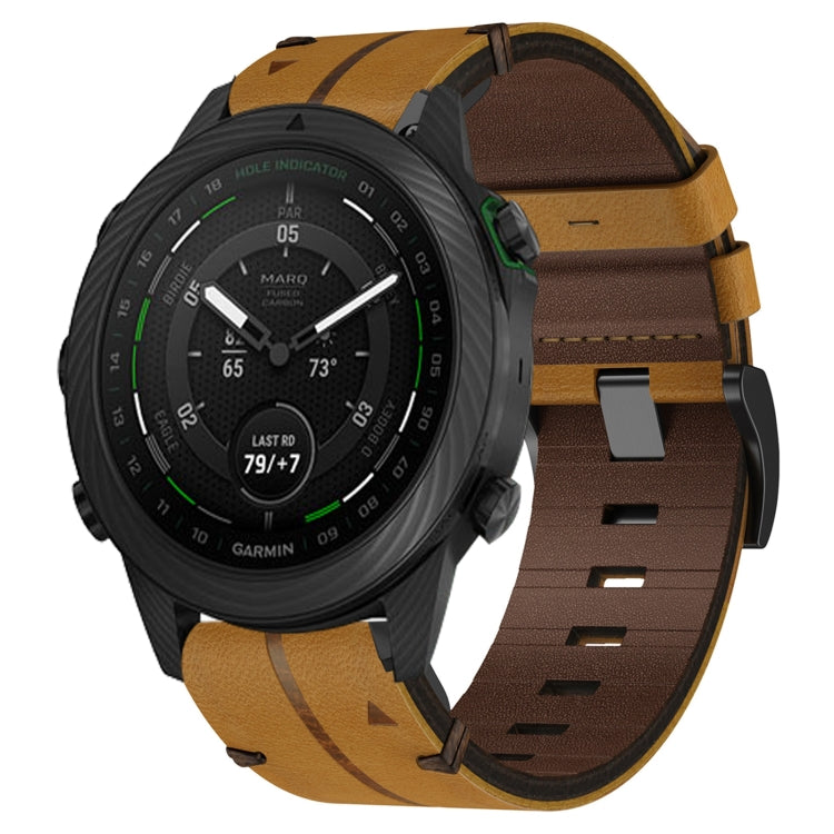 Cinturino per orologio in pelle da 22 mm, For Garmin Fenix E 47mm, For Garmin Fenix 8 MIP 47mm, For Garmin Fenix 8 AMOLED 47mm, For Garmin Fenix 7 Pro 47mm, For Garmin Epix Pro 47mm, For Garmin MARQ Athlete Gen 2, For Garmin MARQ Commander�������������...