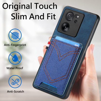 Custodia per cellulare in pelle con texture denim con slot per schede, For Xiaomi 13T / 13T Pro