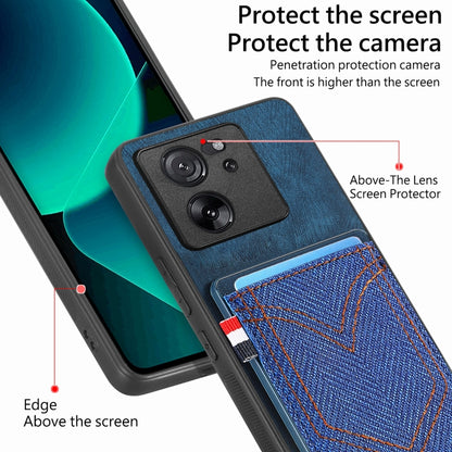 Custodia per cellulare in pelle con texture denim con slot per schede, For Xiaomi 13T / 13T Pro