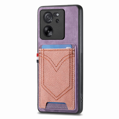 Custodia per cellulare in pelle con texture denim con slot per schede, For Xiaomi 13T / 13T Pro