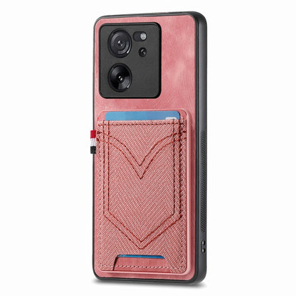 Custodia per cellulare in pelle con texture denim con slot per schede, For Xiaomi 13T / 13T Pro