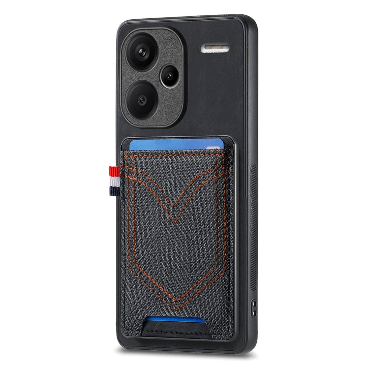 Custodia per cellulare in pelle con texture denim con slot per schede, For Xiaomi Redmi Note 13 Pro 4G, For Xiaomi Redmi Note 13, For Xiaomi Redmi Note 13 Pro+, For Xiaomi Redmi Note 13 Pro 5G
