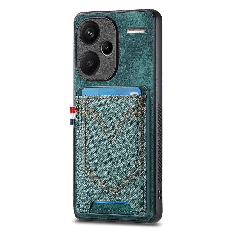 Custodia per cellulare in pelle con texture denim con slot per schede, For Xiaomi Redmi Note 13 Pro 4G, For Xiaomi Redmi Note 13, For Xiaomi Redmi Note 13 Pro+, For Xiaomi Redmi Note 13 Pro 5G