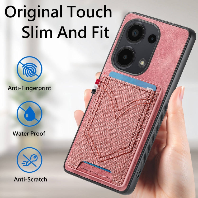 Custodia per cellulare in pelle con texture denim con slot per schede, For Xiaomi Redmi Note 13 Pro 4G, For Xiaomi Redmi Note 13, For Xiaomi Redmi Note 13 Pro+, For Xiaomi Redmi Note 13 Pro 5G