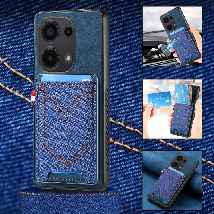 Custodia per cellulare in pelle con texture denim con slot per schede, For Xiaomi Redmi Note 13 Pro 4G, For Xiaomi Redmi Note 13, For Xiaomi Redmi Note 13 Pro+, For Xiaomi Redmi Note 13 Pro 5G
