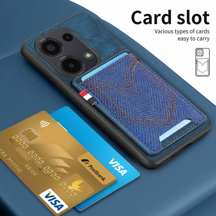 Custodia per cellulare in pelle con texture denim con slot per schede, For Xiaomi Redmi Note 13 Pro 4G, For Xiaomi Redmi Note 13, For Xiaomi Redmi Note 13 Pro+, For Xiaomi Redmi Note 13 Pro 5G