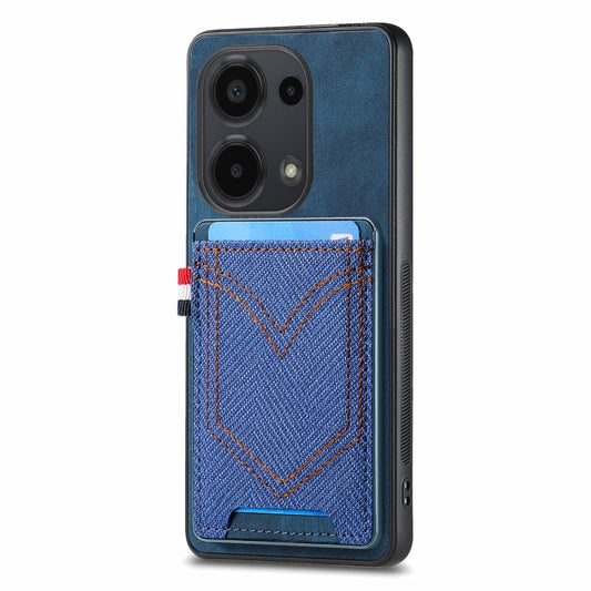 Custodia per cellulare in pelle con texture denim con slot per schede, For Xiaomi Redmi Note 13 Pro 4G, For Xiaomi Redmi Note 13, For Xiaomi Redmi Note 13 Pro+, For Xiaomi Redmi Note 13 Pro 5G, For Xiaomi 13T / 13T Pro