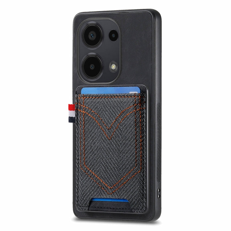Custodia per cellulare in pelle con texture denim con slot per schede, For Xiaomi Redmi Note 13 Pro 4G, For Xiaomi Redmi Note 13, For Xiaomi Redmi Note 13 Pro+, For Xiaomi Redmi Note 13 Pro 5G