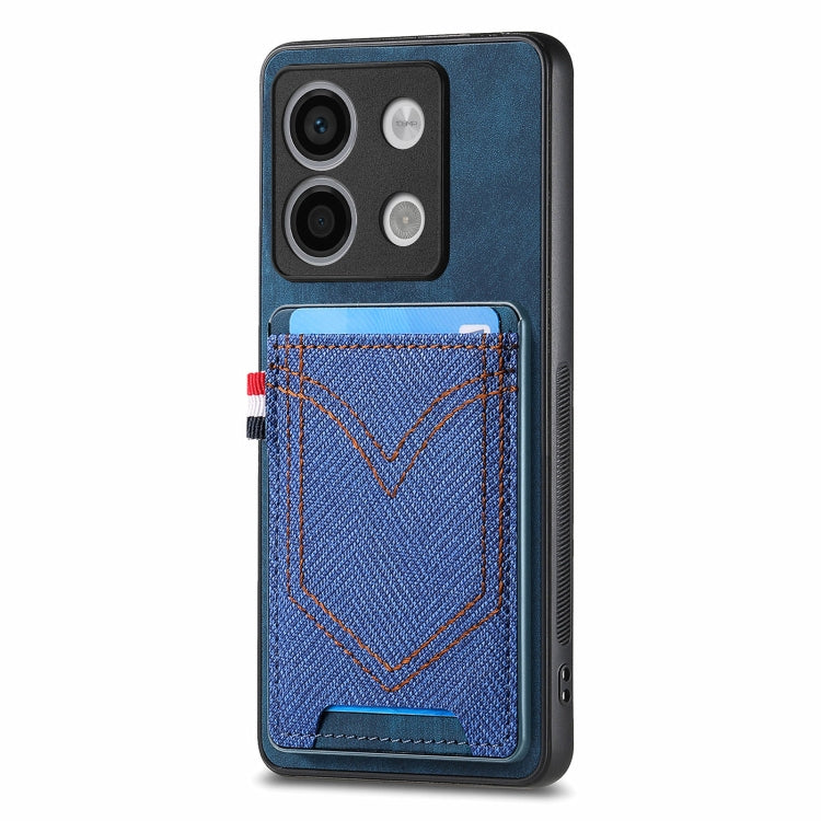 Custodia per cellulare in pelle con texture denim con slot per schede, For Xiaomi Redmi Note 13 Pro 4G, For Xiaomi Redmi Note 13, For Xiaomi Redmi Note 13 Pro+, For Xiaomi Redmi Note 13 Pro 5G
